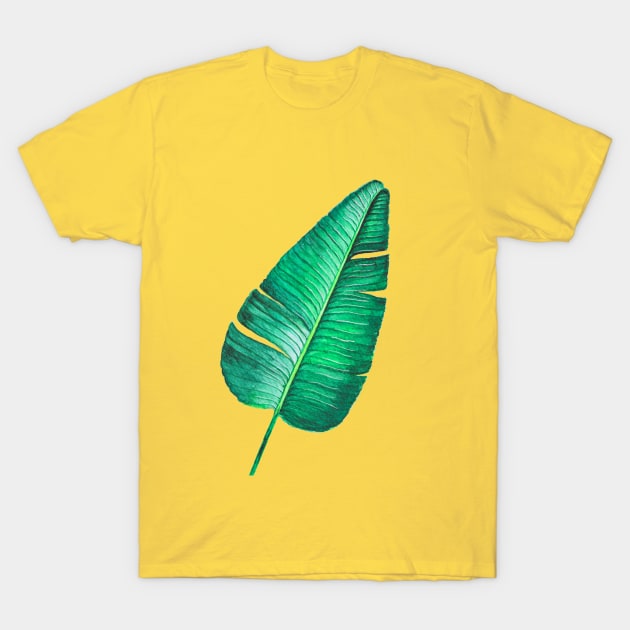 Tropical Banana leaf watercolor illustration T-Shirt by Wolshebnaja